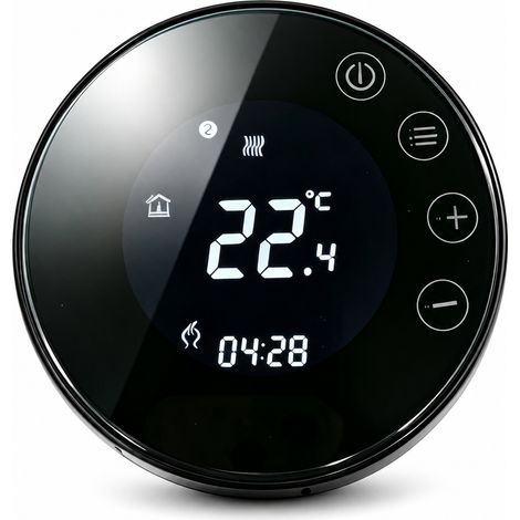 Thermostat rond X7H WiFi 3 A pour chauffage hydraulique, noir, avec application TUYA