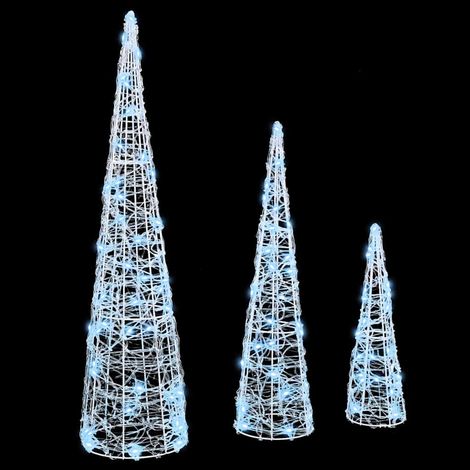 Sapin de Noël,Arbre de Noël 3 pcs Blanc froid 20 x 20 x 80 cm Acrylique CFW34700 (1/5)