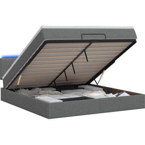 Maison Exclusive - Lit coffre avec matelas et LED Gris foncé 160 x 200 cm Tissu (1/5)
