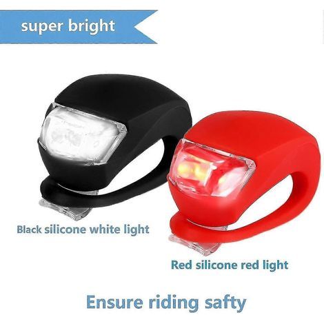 Éclairage vélo - Kit d'éclairage LED avant et arrière en silicone - Phare avant/arrière haute intensité, multifonctionnel et résistant à l'eau - Feu arrière pour la sécurité à vélo, batterie (1/2)