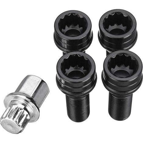 M14 x 1,25 Radsicherungsschrauben Mutter schwarz + Schlüssel kompatibel mit BMW Mini R54 R55 R56 R57 R58 R59 R60 F55 F56 F57 kompatibel mit BMW 1er 2 3 4 5 6 7er X1 3 5 6  FLITI