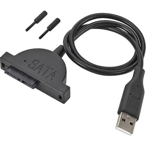 Adaptateur USB 2.0 vers Mini SATA II 7+6 broches 13 broches pour lecteur CD/DVD-ROM slimline d'ordinateur portable, câble convertisseur, vis, style stable (1/5)