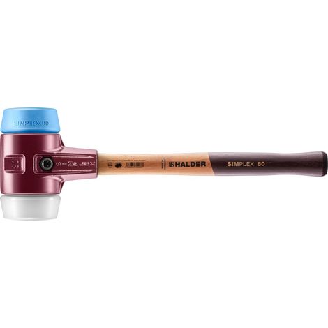 HALDER Schonhammer SIMPLEX L.490mm Kopf-D.80mm weich/mit.hart HO TPE-s.blau/Superp.weiß - 3017080