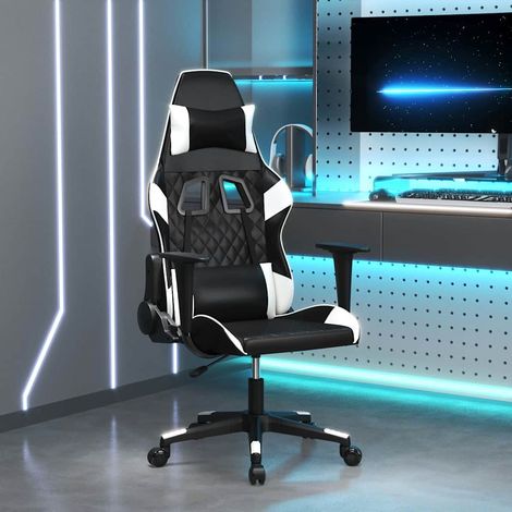 vidaXL Chaise de jeu Noir et blanc Similicuir (1/5)