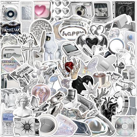 autocollant 66 Pices Argent Graffiti Stickers Pour Portable Voiture Ordinateur Moto Velo Casque Skateboard Guitare Bouteille D'eau Guitare Dcalcom (1/5)
