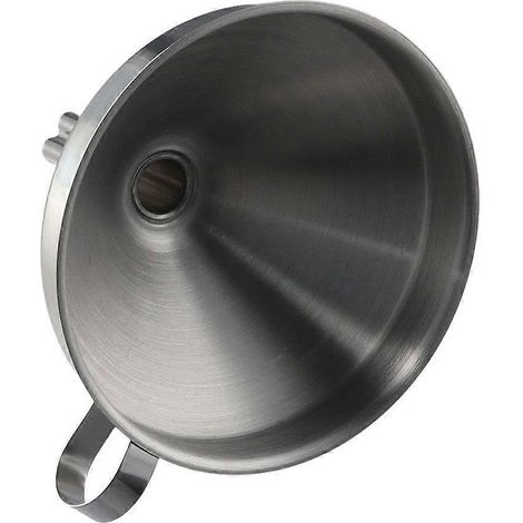 Entonnoir en acier inoxydable avec filtre amovible, entonnoir de cuisine à large ouverture pour huiles et liquides, idéal pour la mise en conserve, argenté (1/4)