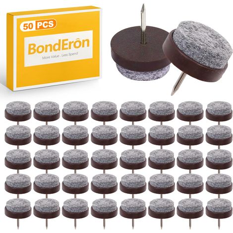 Lot de 50 patins en feutre avec clou Ø 22 mm Patins de chaise Patins de meubles Protection du sol robuste et réduction du bruit pour parquet, carrelage et stratifié (1/5)