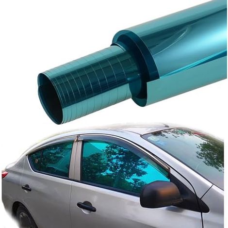 Spiegelfolie Scheiben Tönung Folie Auto Metallic Blau 10% VLT  50x300cm Selbsthaftend Tönungsfolien, Reflektierende Folie Fenster Sichtschutz für Autos Home Glasfenster (1/5)