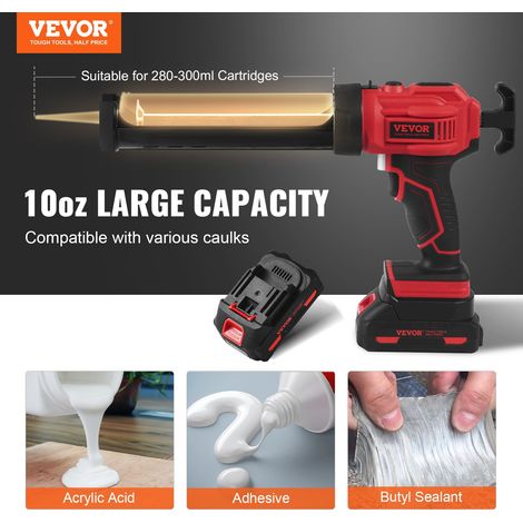 Pistolet à Cartouche Électrique sans Fil 300 mL Pistolet à Mastic 20 V Pistolet à Calfeutrer à Batterie 2,0 Ah 4 Vitesses Réglables… (1/5)