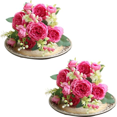 1 Bouquet fleurs artificielles, soie haute qualité, tige fil de fer, décoration mariage, intérieur extérieur (1/5)
