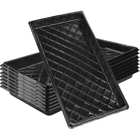 8 Pièces Plateau de semis, PVC épais, 55x28x4,5 cm, Sans drainage, Pour serre et hydroponie (1/5)