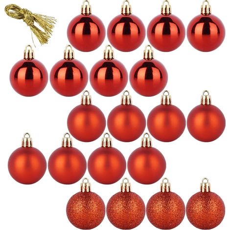 20 bruchsichere rote Weihnachtskugeln (Weihnachtsbaumkugel-Set) (1/4)