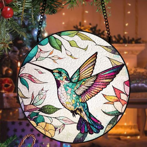 Vitrail colibri attrape-soleil 16 cm décoration suspendue fenêtre cadeau grand-mère (1/5)
