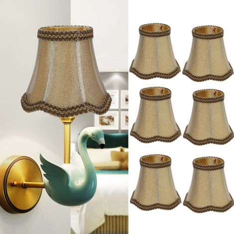 Set mit 6 Stofflampenschirmen für Tischlampen, kompatibel mit E14-Kronleuchtern und Wandleuchten. (1/5)