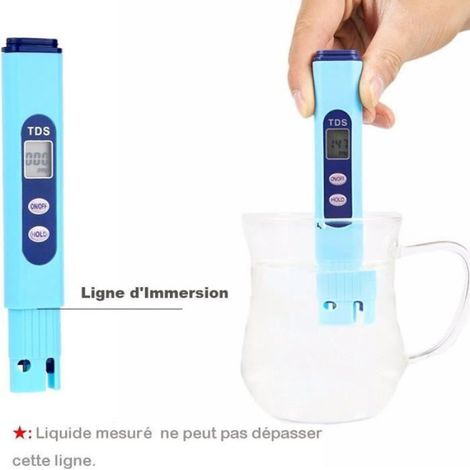 Testeur TDS - Mesure Dureté Eau et Concentration Impuretés Minérales - Écran LCD avec Compensation Température Automatique - Alliage de Titane - 2 Piles Bouton - 1 Pièce (1/4)