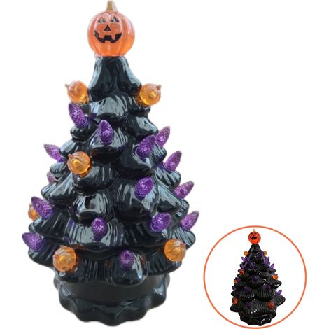 Sapin d'Halloween lumineux en céramique, décoration de table, citrouille lumineuse (1/3)