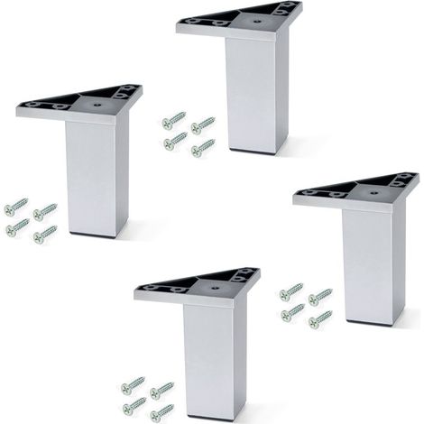 Emuca 2039825 Piede con Viti di Fissaggio per Mobile, Verniciato Alluminio, H 120mm, Set di 4 Pezzi