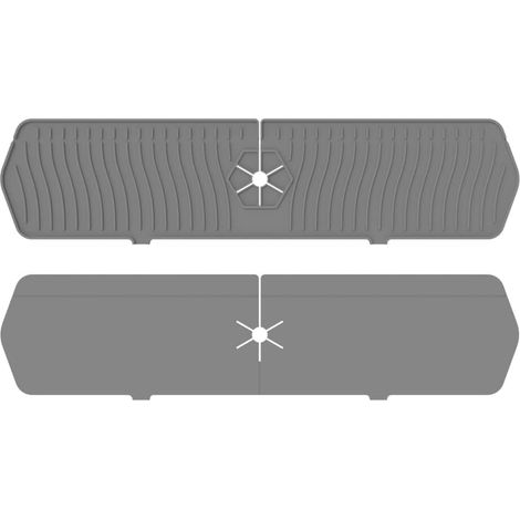 Alfombrilla para grifo, protector contra salpicaduras para fregadero de cocina, alfombrilla grande de silicona gris antigoteo para grifo. (1/4)