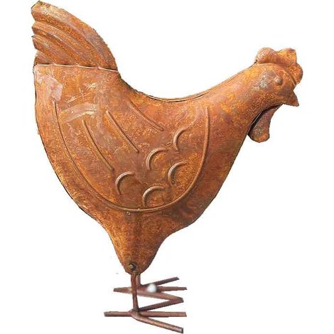 Statuette poule décorative fer rouille 17x7x20cm (1/4)