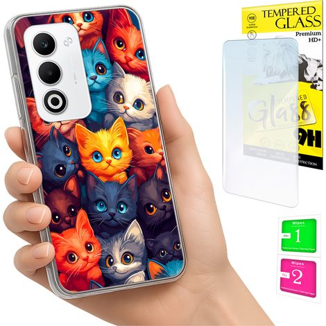 Funda para Oppo A5 5G con foto, cubierta trasera con gráficos de gatos + cristal 9H (1/5)