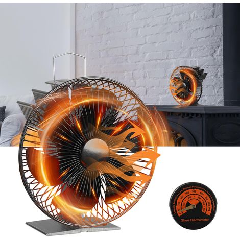 TolleTour Ventilador de estufa, Ventilador térmico silencioso de 6 palas para estufas de leña, distribución eficaz del calor, con funda protectora (1/5)