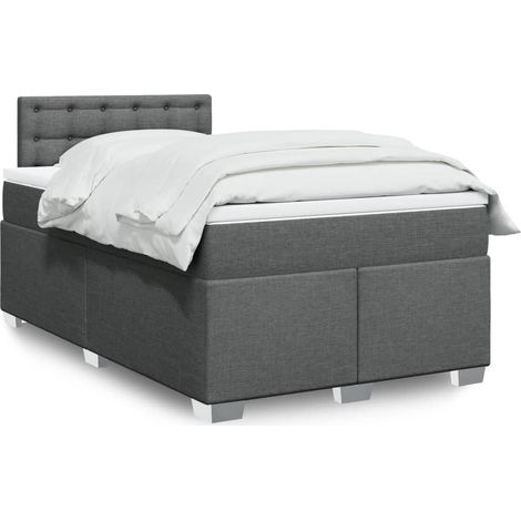 Boxspringbett mit Matratze Dunkelgrau 120x200 cm Stoff (1/5)