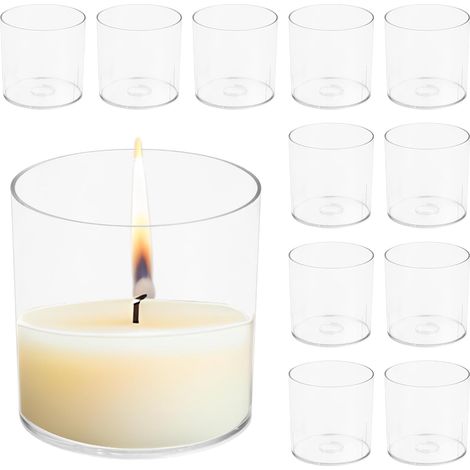 Photophore Bougie Transparent, Ø6 x 6cm H Porte-Bougie Chauffe-Plat en Plastique, Supports pour Bougies Chauffe-Plat, Décoration Table Bougeoir pour Fête de Mariages, Soirées, Maison (1/5)