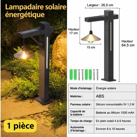 Lampe solaire de sol à poser d'extérieur jardin terrasse lumière chaude 5V 1,5W étanche IP65 1,2 kg réf 8106 1,2 kg – Livraison gratuite