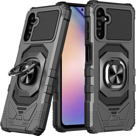 Étui pour Samsung Galaxy S23 FE, renforcé avec support et plaque pour le porte-accessoires, noir (1/5)