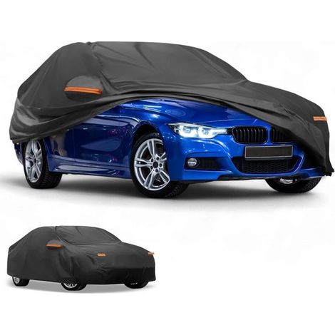 Telo copriauto impermeabile per tutte le stagioni, resistente ai raggi UV e traspirante, protezione completa per BMW Serie 1 Berlina, PU 210D, nero con cerniera (1/5)