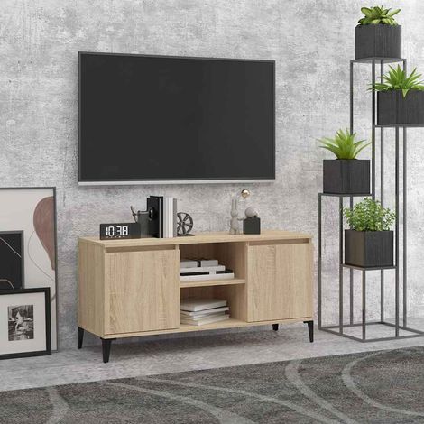 vidaXL Mueble de TV con patas metal color roble Sonoma 103,5x35x50 cm (1/5)