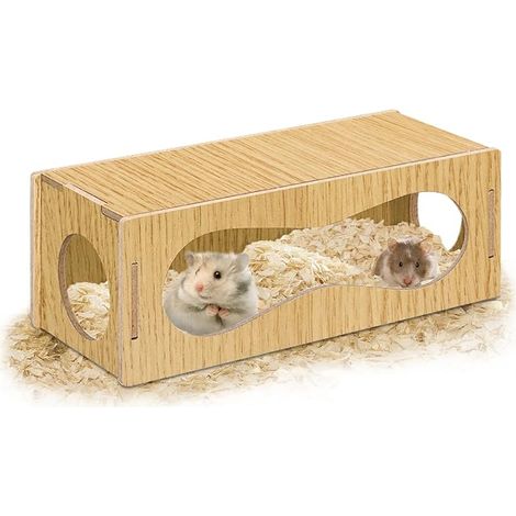 Wooden Hamster Hideout Tunnel Tubes with Three Holes Hamster Guinea Pig Accessories (1/2)