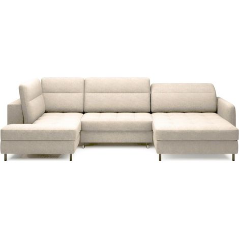 Divano angolare convertibile BERTHO 306 cm beige – Angolo destro con contenitore (1/5)