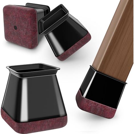 24pcs Square Black Chair Leg Protectors, Chair Leg Caps, Silicone Floor Protectors, Felt Pads for Chairs, Reduce Noise, Prevent Scratches L (27.1-36mm)