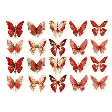 20 autocollants papillons dorés laser, décos DIY pour scrapbooking, carnets, albums photos, lettres, papillons rouges (1/5)