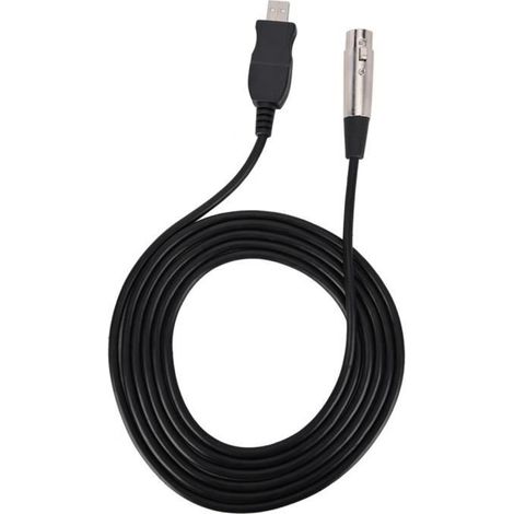 Lien de microphone Adaptateur Cordon XLR femelle vers USB MIC Link Ligne de câble noir-Ywey (1/4)