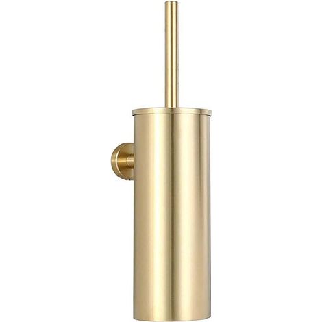 Toilet Brush Holder, Toilet Brush, WC Brush in 304 Stainless Steel, Wall-Mounted, Waterproof, Easy to Clean for Toilet, Bathroom, Toilet with Holder, Antibacterial Brush (gold) (1/5)