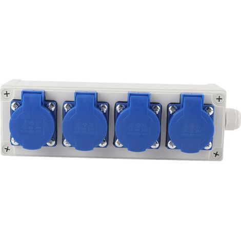 Boîte de prise extérieure étanche avec interrupteur – 4 prises – Résistante aux intempéries – Matériau ABS – Ignifuge et anti-vieillissement