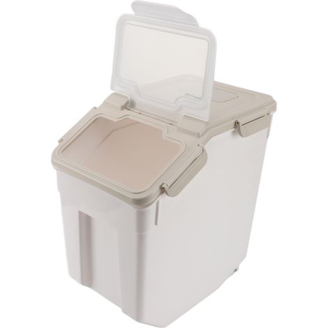 Récipient à riz épais PP hermétique et étanche avec couvercle de tasse à mesurer, bac de rangement pour cuisine Beige 25kg / 55,1 lb (1/5)