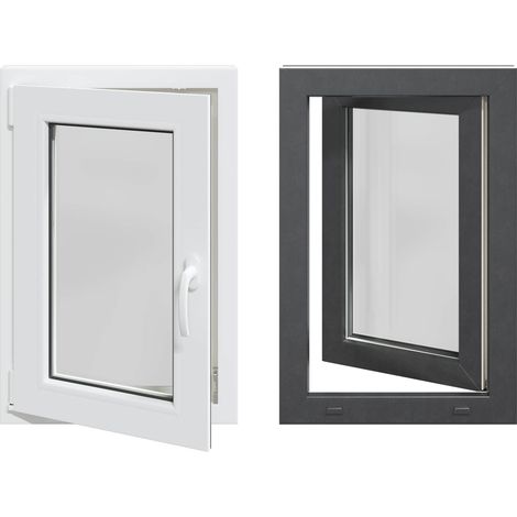 Basement Window RISOR 50 x 75 cm PVC and Glass Anthracite vidaXL (1/5)