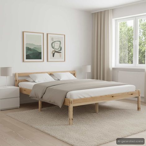 vidaXL Cadre de lit sans matelas bois massif de pin 140x200 cm (1/5)