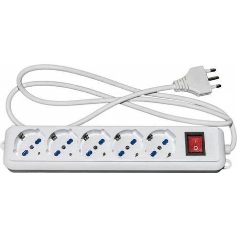Link Multipresa 5 Prese Universali Ita-Schuko 10-16-A Spina 16-A con Interruttore Bianca con Protezione Contro Sovraccarichi (1/4)