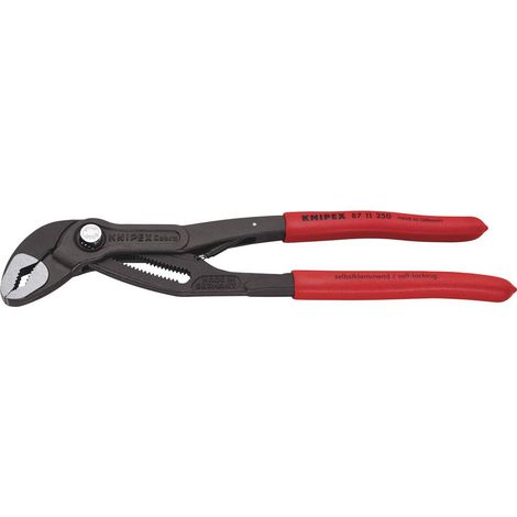 KNIPEX 87 11 250 Cobra®...matic Pinza regolabile per tubi e dadi Rivestita in plastica antiscivolo bonderizzata grigia 250 mm