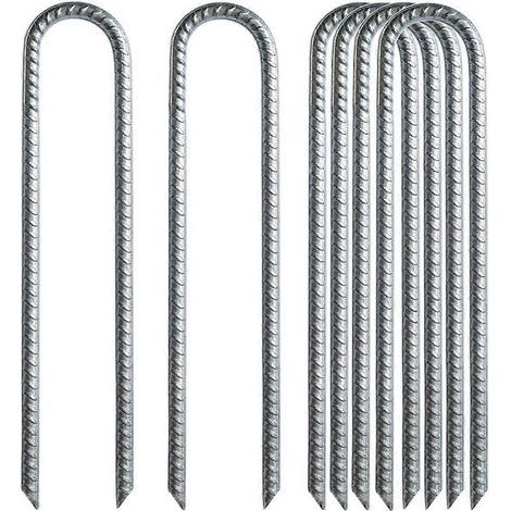 Set mit 6 verzinkten Stahl-Gartenankern, robust und widerstandsfähig, mit U-förmigen Verstärkungen. (1/5)
