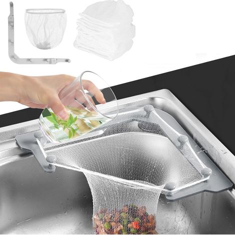 (200 Stück) Dreieckige Siebfilter, Küchenspülensieb, Spülbecken-Siebbeutel, feinmaschiger Beutel für Küchenabfälle (1/5)