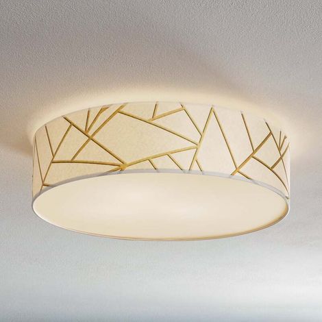 [NEUWERTIG] B-Ware Deckenleuchte Zulu Leuchte Lampe Deckenlampe Hängeleuchte Lampe Weiß/Gold Rund (1/2)