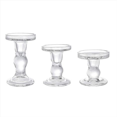 Bougeoirs en verre pour table à manger (lot de 3) (1/5)