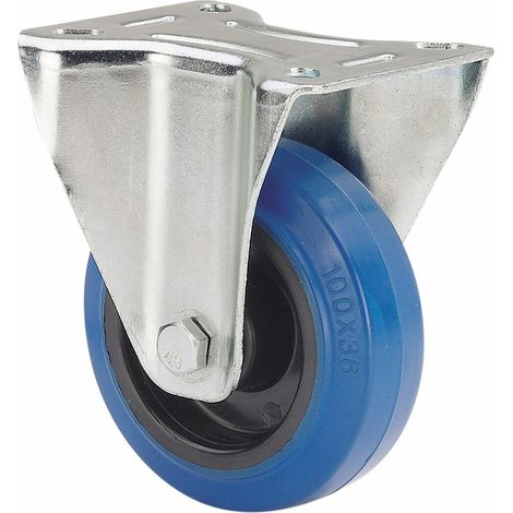 Bockrad aus Gummi, mit blauer Rollenplatte und Achse, max. laden. 80 kg, ø 8 cm