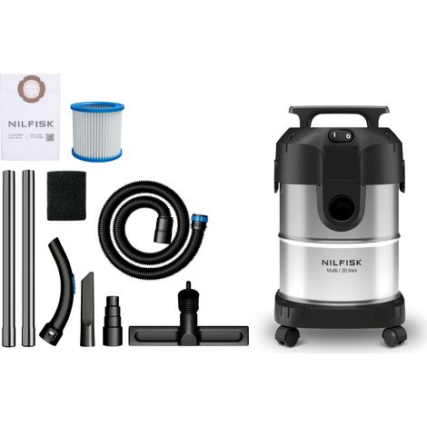 Nilfisk Multi I 20 Inox Aspirateur eau et poussière 1100 W 20 L, cuve inox, classe L, spécial bricolage (1/5)