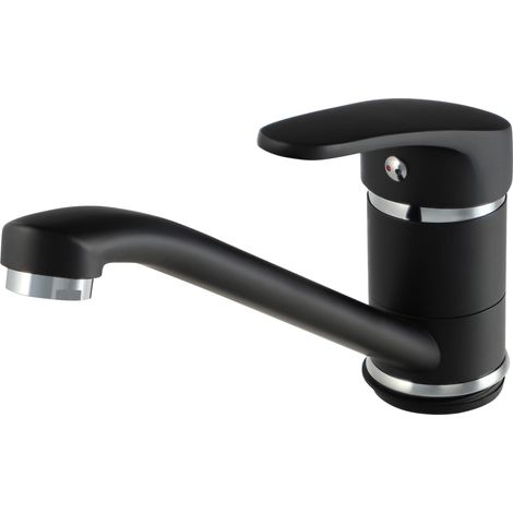 Gospo Küchenarmatur, schwarzer Wasserhahn, Einhebel-Armatur für Küche oder Badezimmer, Mischbatterie (1/5)